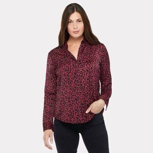 Evereve David Lerner Portman Leopard Button Down Size Large